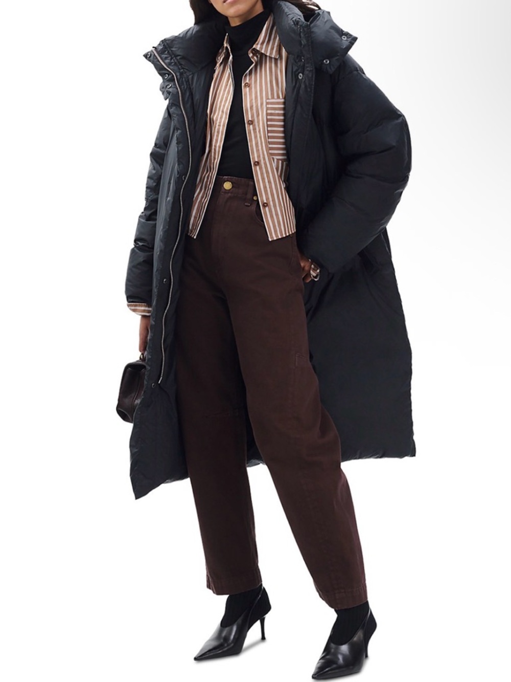 rag & bone Long Black Puffer Coat with Hood - Picture 2 of 3